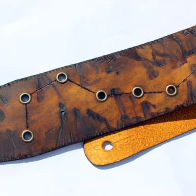 burnyblack distressed leather guitar strap - big dipper vintage/brown image 10