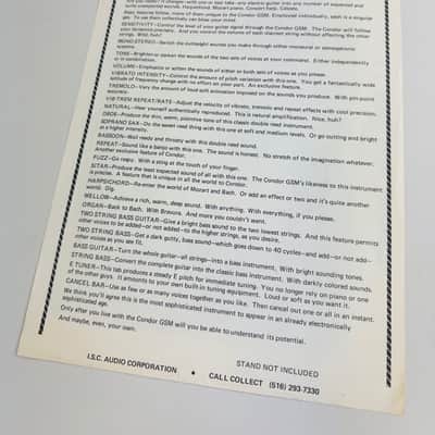 I.S.C. Audio Condor GSM Guitar Synthesizer — Original Promotional Flyer (c. 1970–1971) image 2