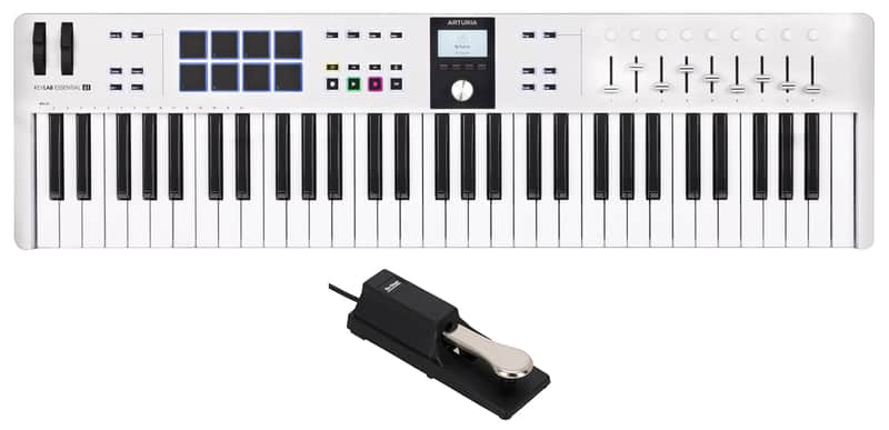 ARTURIA Keylab Essential 61 mk3 White 61-Key Keyboard Controller+Sustain Pedal image 1