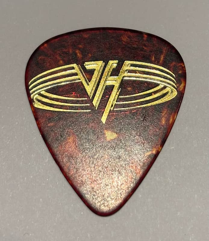 Eddie Van Halen EVH Tortoise Guitar Pick – “E.V.H. – F.U.C.K.” Gold Foil (Early 1990s) image 1