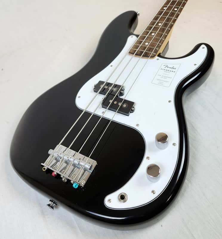 Fender Standard Precision Bass, Laurel FB, White Pickguard, Black image 1
