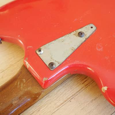1965 Danelectro Coral Deluxe Vintage Electric Bass Guitar Fiesta Red Full Scale image 17