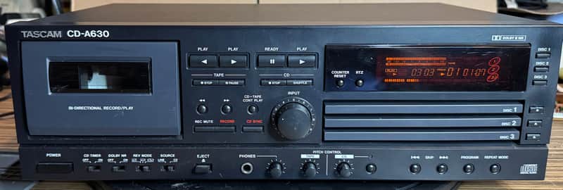 TASCAM CD-A630 3 Disc CD Changer Cassette Deck Belt Replaced Tested
