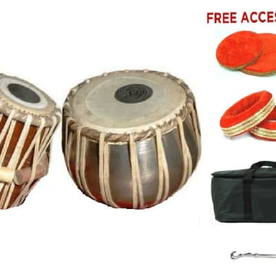 Handmade Steel Tabla Bayan,Drum Set With Bag, ,Finest Dayan with Hammer Cushions Cushions image 1