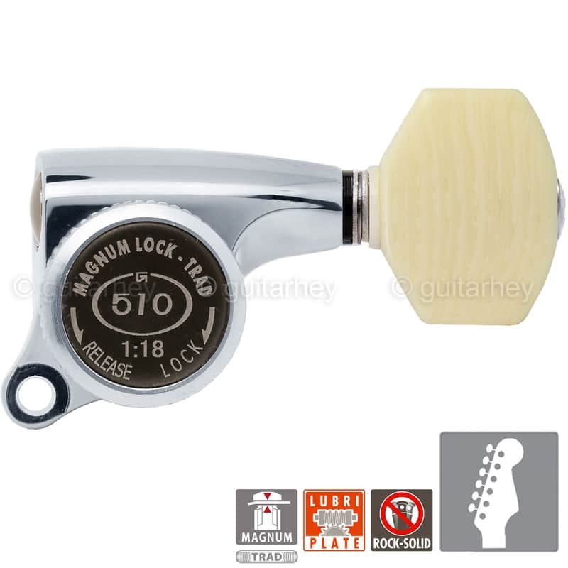 NEW Gotoh SGS510Z-M07 MGT 6 in line Locking Tuners Set 18:1 Gear Ratio - CHROME image 1
