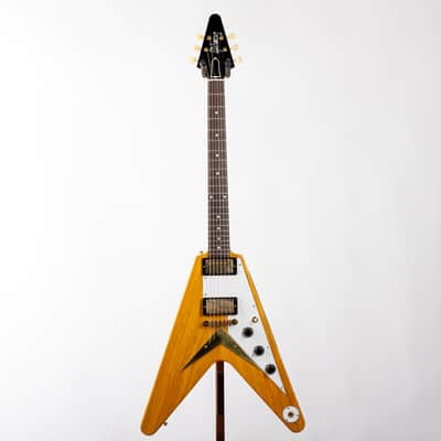 Gibson Custom 1958 Korina Flying V White Pickguard, Natural | Demo image 3