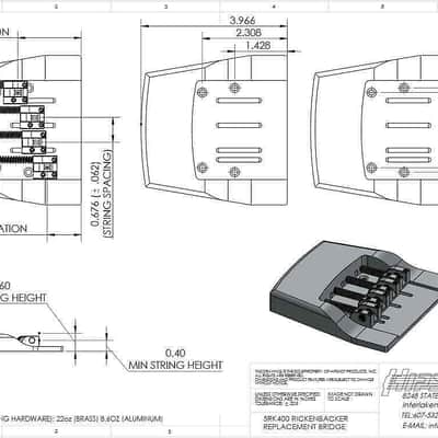 Hipshot® 4 String Chrome Rickenbacker Pre-2020 Replacement Bass Bridge~USA~NEW image 2