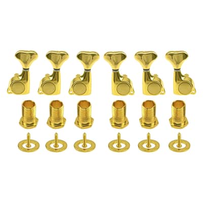 6 Guitar Machine Heads Sealed Tuning Key Pegs Tuners Set Replacement 3L+3R Compatible with Strat ST Tele SG Style Electric or Acoustic Guitars (Gold) image 1