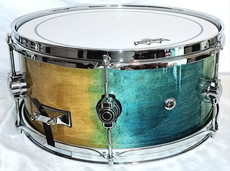 MARTIAL PERCUSSION HANDCRAFTED 14 x 6.5" MAPLE SNARE DRUM 2023 - TIEDYED DENIM LACQUER image 1