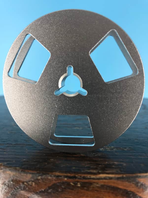 Burlington Recording 1/4" x 2.5" Heavy Duty SILVER Trident Metal Reel in Silver Box -3 Windage Holes image 1