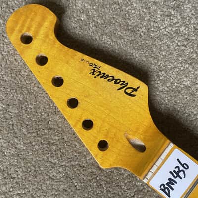 Yellow Tiger Maple Wood Guitar Strat Style Neck, 22 Frets image 4