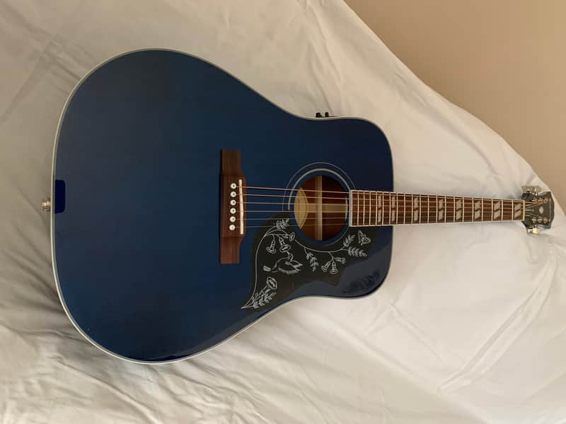 Epiphone Limited Edition Hummingbird Pro Blue Acoustic | Reverb