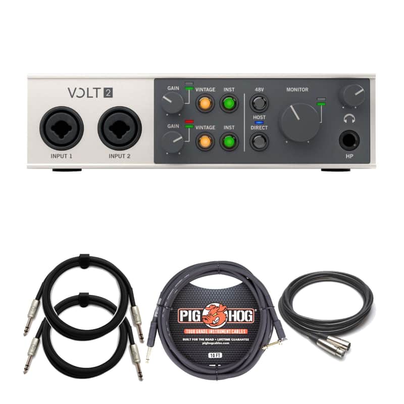 Universal Audio VOLT-2 USB Audio Interface with XLR Cable, Guitar Cable, and 1/4 in. TRS Cables image 1