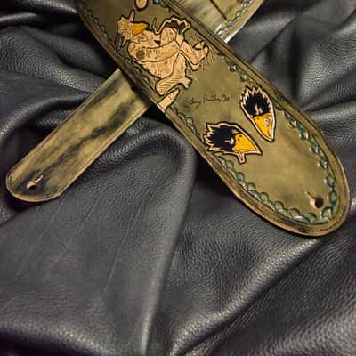 Guitar Leather strap 3.5" Black Crowes this is custom but will show anything can go on a strap image 17