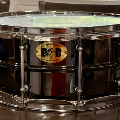 Pork Pie PP6514BB Big Black Brass 6.5x14" Snare Drum with Tube Lugs 2010s - Black Nickel Over Brass image 2