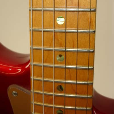 2005 Fender American Deluxe Strat V Neck Electric Guitar, Maple Fingerboard, Candy Apple Red w/ Case image 12
