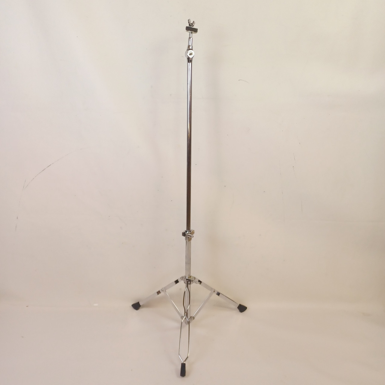 Vintage 80s Straight Cymbal Stand Double-Braced Tripod Crash/Ride Chrome Taiwan — main photograph