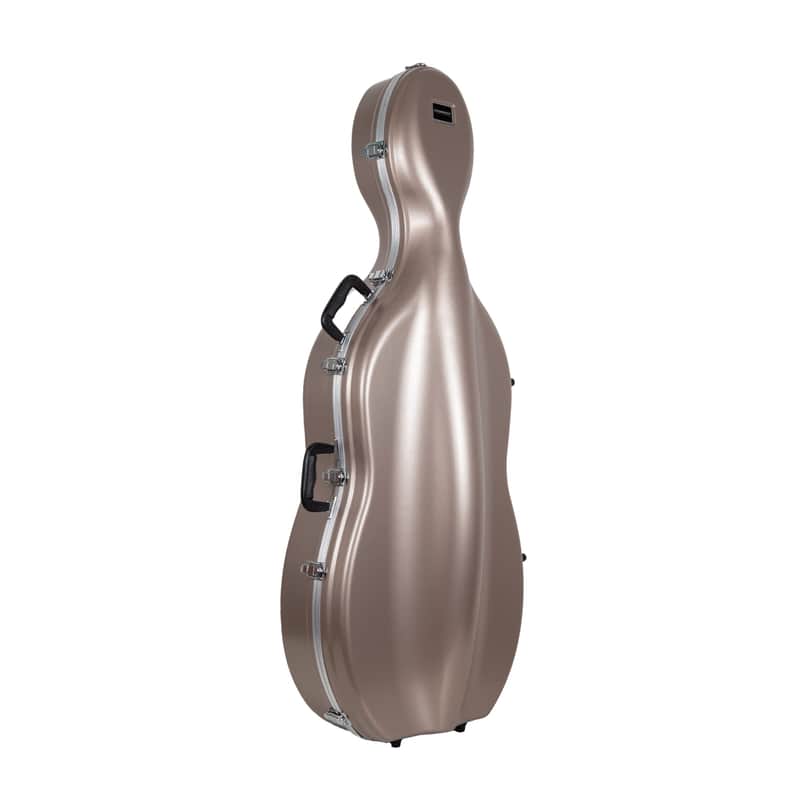 Crossrock 3/4 and 4/4 Size Cello Case | ABS Molded Hardshell with Wheels, Accessory Pocket, 2 Bow Holders, Security Lock, and Detachable Straps-Champagne image 1