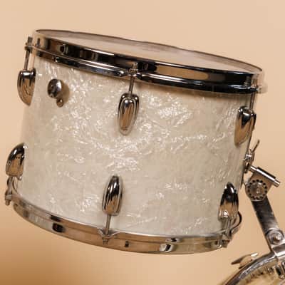 1965 Slingerland "Gene Krupa Deluxe" White Marine Pearl Drum Set image 6