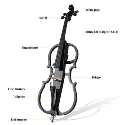 New 4/4 Quality Electric Cello Black Comb Set Case Bow Rosin image 7