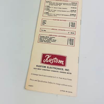 Kustom Suggested Retail Price List Flyer 1971 image 2