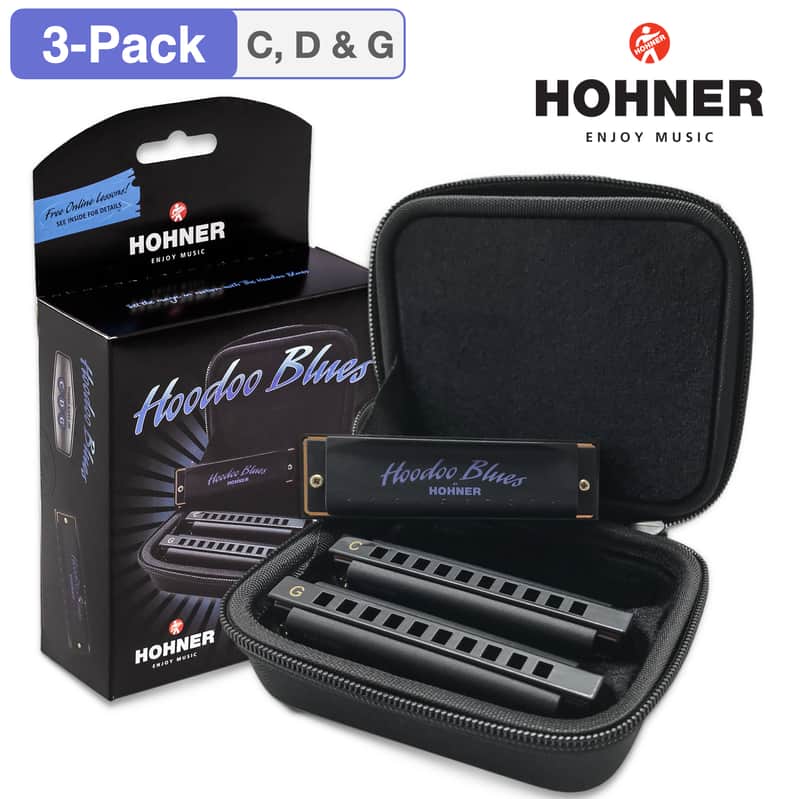HOHNER HBP Hoodoo Blues Harmonica 3-Pack w/Case (C, D, G) image 1