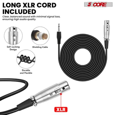 5 Core Podcast Equipment Bundle w Cardioid Dynamic XLR Microphone Mini Desk Stand XLR to 1/8” Cable image 6