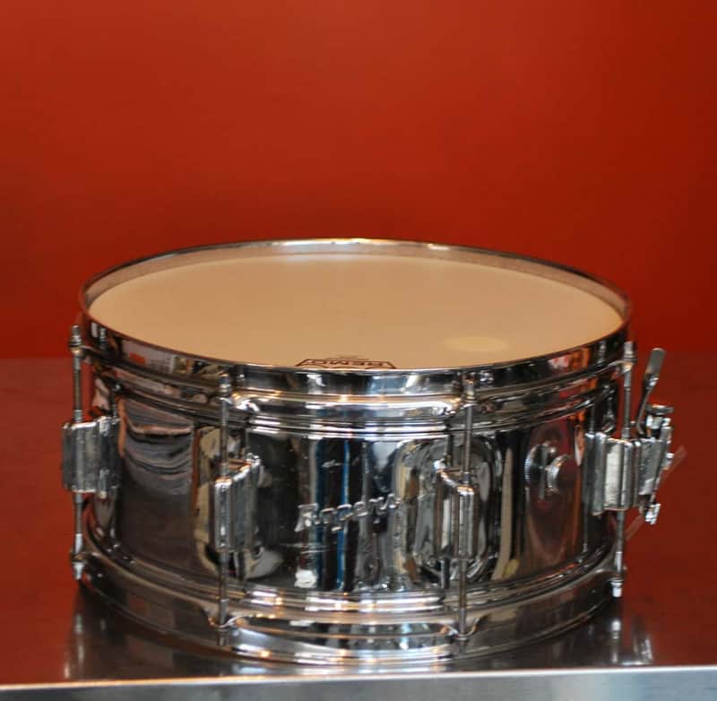 Rogers PowerTone 6.5x14" 8-Lug Chrome Over Brass Snare Drum 1963-1973 image 1