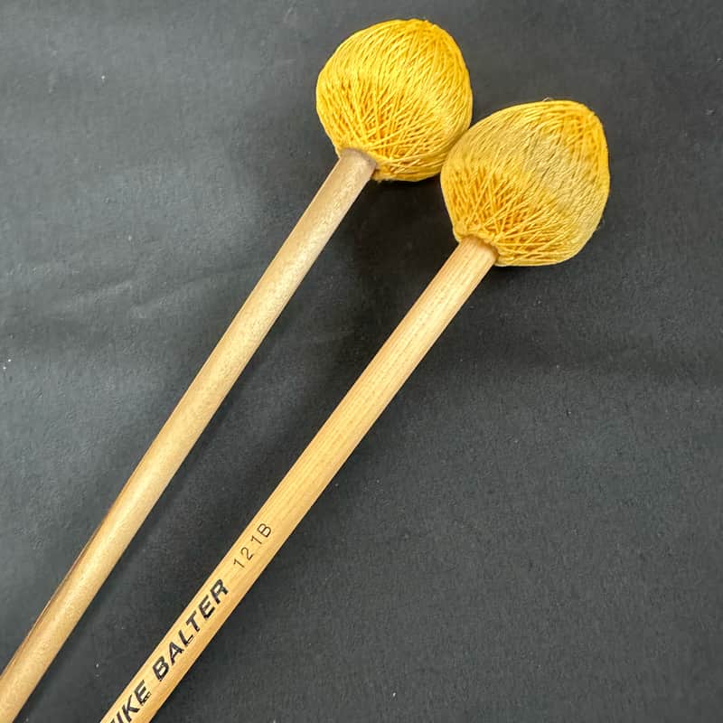 Mike Balter 121B Extra Hard Mallets, Birch, Yellow Polyester - VERY GOOD, 1 Shaft Replaced image 1