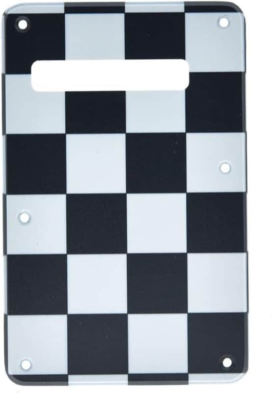 Strat Guitar Back Plate ST Trem Tremolo Cover for USA/Mexican Standard FD Stratocaster Black/White Grid image 1