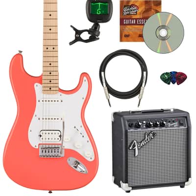 Fender Squier Sonic Stratocaster HSS - Tahititan Coral w/ Frontman 10G Amplifier image 1