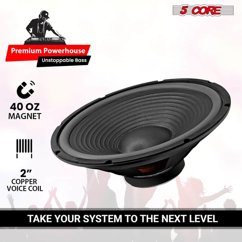 5 Core 15" Subwoofer Speaker 450W MAX PA DJ Replacement Audio Sub Woofer 8Ohm Bass Driver image 1