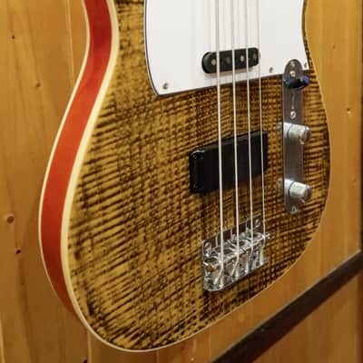 AIO TB4 4 String Telecaster Bass - Tiger Amber w/gig bag image 4