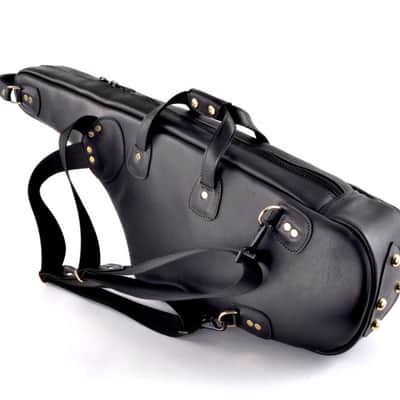 Saxophone Gig Bag - DOUBLE Tenor/Soprano Saxophone w/Flute Pocket - Leather - Glenn Cronkhite image 2