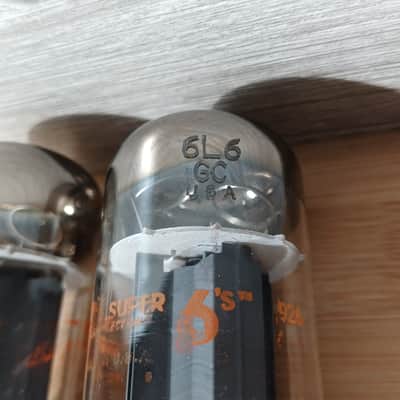Very rare SYLVANIA 6L6GC 6L6-GC 6l6 gc matched pair DOUBLE RING GETTER big glass model ! Very strong image 6