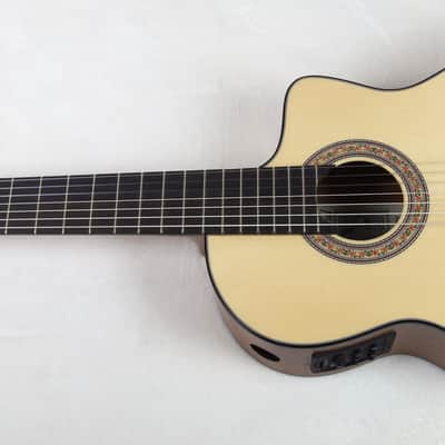 NEW Cathedral Model 107CEL SP 7-String Classical Harp Guitar w/Spruce Top, Pickup, Cutaway, Sound Port, w/SoftCase image 4
