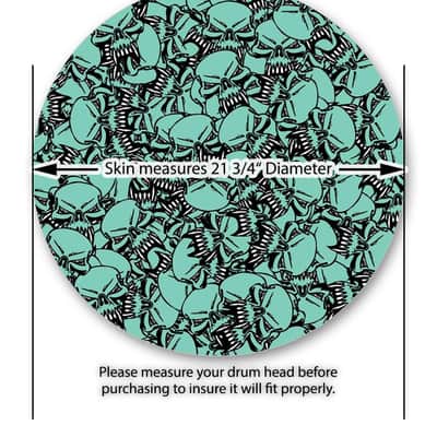 Decal Skin FITS 22" Bass Kick Drum Scattered Skulls Seafoam Green HEAD NOT INCLU image 3