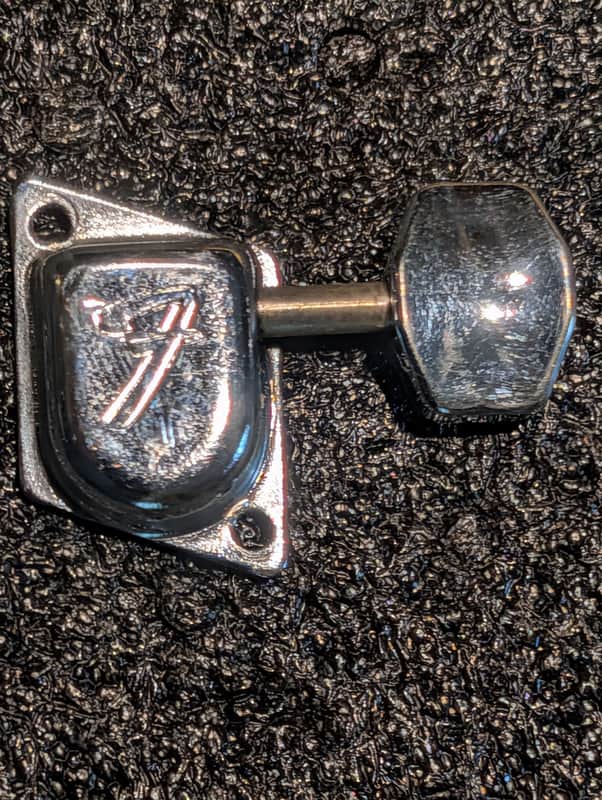 (#T453) Fender "F" Style Tuner.  Metal Button 1960's. Chrome.  Tele / Strat / Jaguar / Jazzmaster. image 1