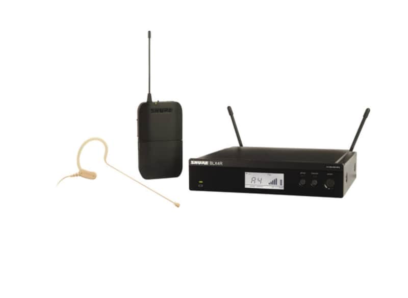 Shure BLX14R/MX53 UHF Wireless Microphone System - Perfect for Broadcast, Church, Presentations - 14-Hour Battery Life, 300 ft Range | MX153 Headset Mic, Single Channel Rack Mount Receiver | J11 Band image 1