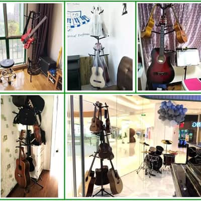 9-Slot Vertical Multi-Guitar Stand | 3-Tier Guitar, Ukulele, and Bass Display Rack – Space-Saving Stage & Studio Organizer image 1