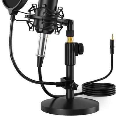 Condenser Microphone with 25mm Large Diaphragm, Professional Cardioid Studio Condenser Recording Mic with 3.5mm XLR for podcasting, Streaming, Singing, Vocal, Home-Studio image 1