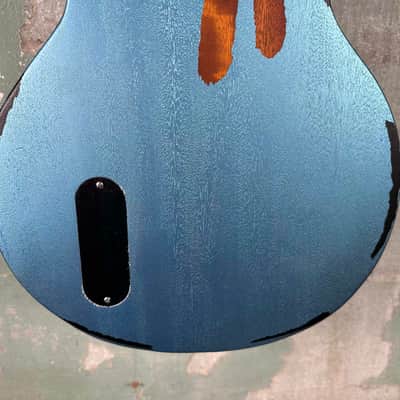 Vintage V120MR-GHB Icon Series Single Cut - Distressed Gun Hill Blue / Sunburst image 10
