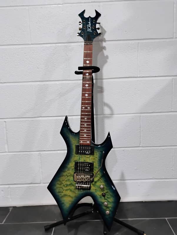 B.C. Rich Warlock 90s-00s - Green-Blue burst image 1