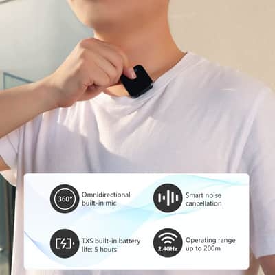 Wireless Lavalier Microphones for Android USB C Smartphone, Dual-Channel, 6H Battery Life, 656ft Transmission, Wireless Lapel Type C Mic for Video Recording Vlog Live Streaming image 3