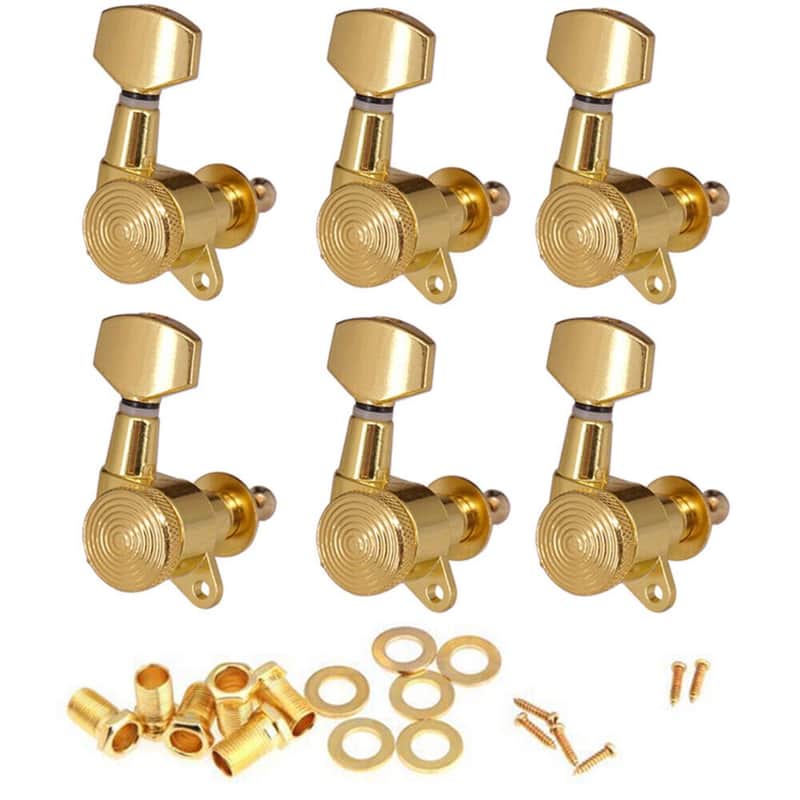 NEW 6R Guitar String Inline Tuning Pegs Locking Tuners Keys Machine Heads Gold image 1