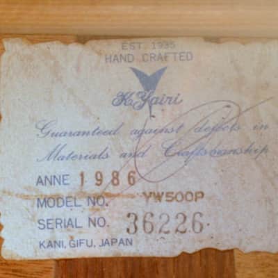 1986 Yairi D 35 YW-500P - Natural+Hard Case image 20