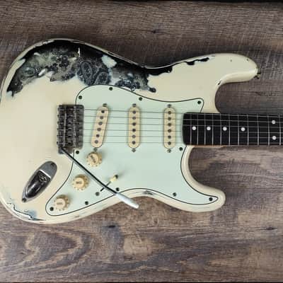 MyDream Stratocaster Custom Built - Aged White over Black Paisley - Dreamsongs image 2
