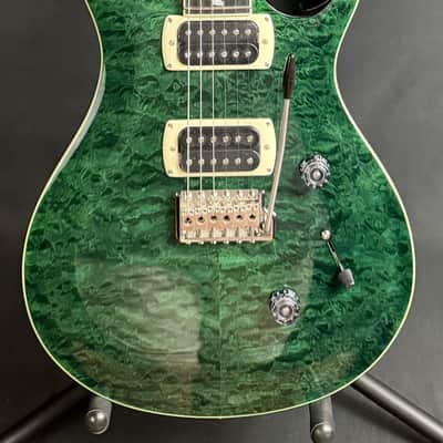 PRS SE Custom 24 Quilt Top Electric Guitar Teal Black Finish w/ Gig Bag