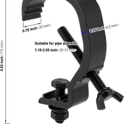 10 Pack Stage Light Clamp Hook, Aluminum Alloy Truss C-Clamp, Heavy Duty Stage Lights Truss Clamp for DJ Lighting Par Lights Spot Lights, Fit for 1.18-2 Inch OD Tube/Pipe, Black image 2