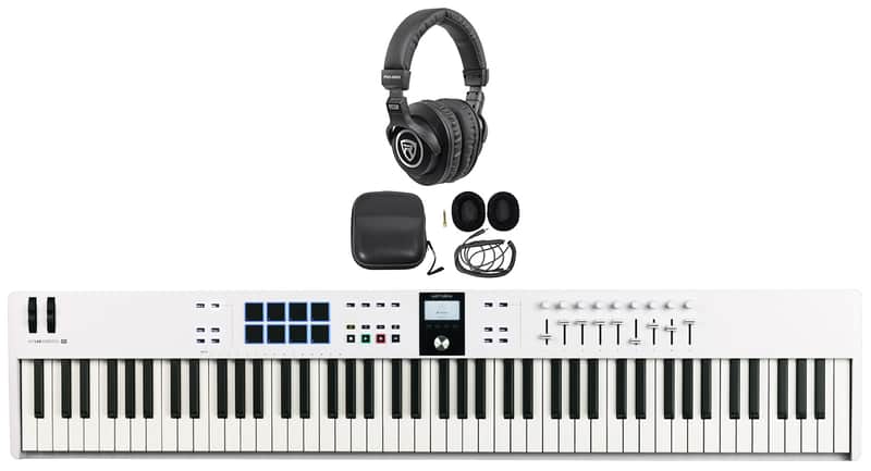 Arturia KEYLAB ESSENTIAL Mk3 88-Key White Midi Keyboard Controller+Headphones image 1